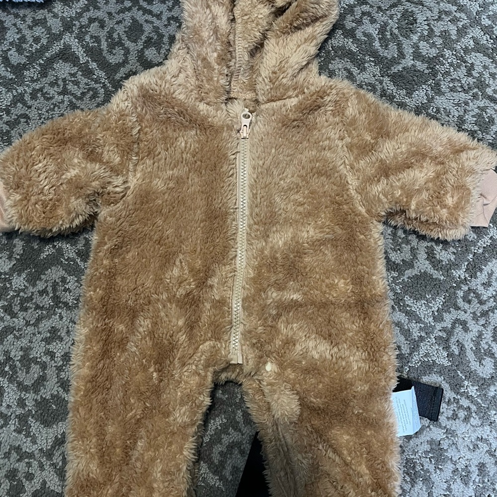 Cozy Tan bear Fleece Kids One Piece